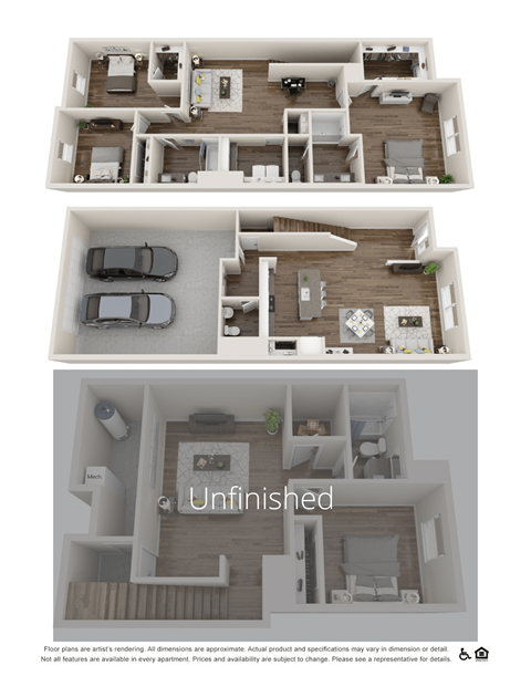 Floor plan for 3 beds, 2.5 baths, 2601 sqft
